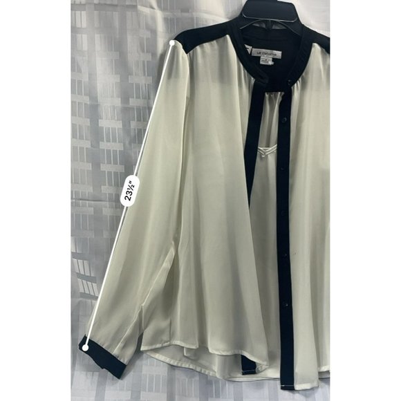 Liz Claiborne women long sleeve, size s, color white/black, button down - Picture 5 of 12